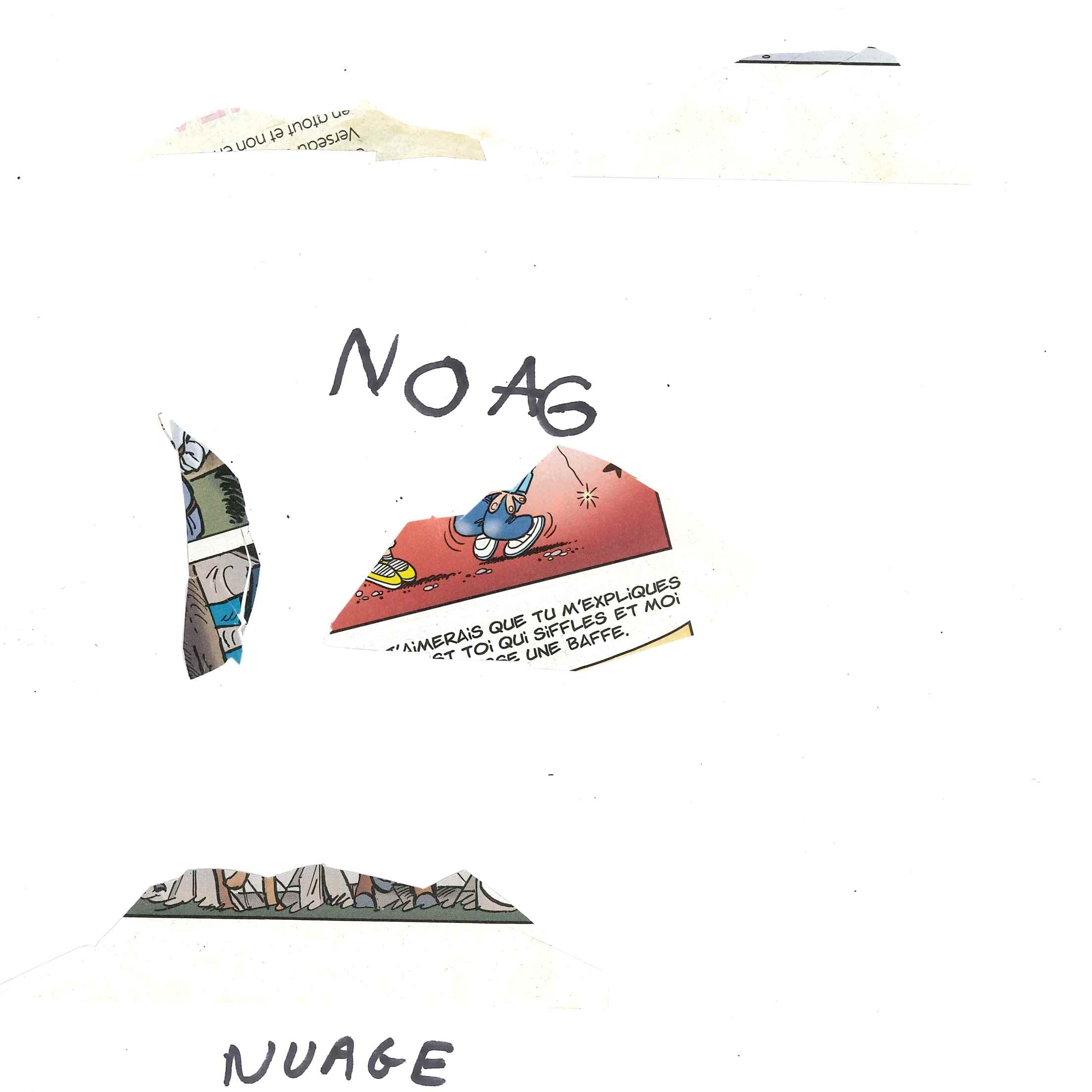 Dessin de Louysa (6 ans). Mot: NuageTechnique: Découpage / Collage.
