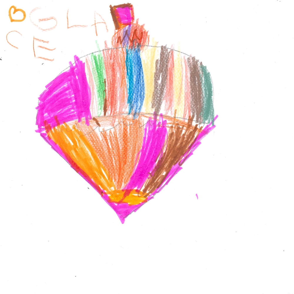 Dessin de Khadîjah (5 ans). Mot: GaletsTechnique: Crayons.