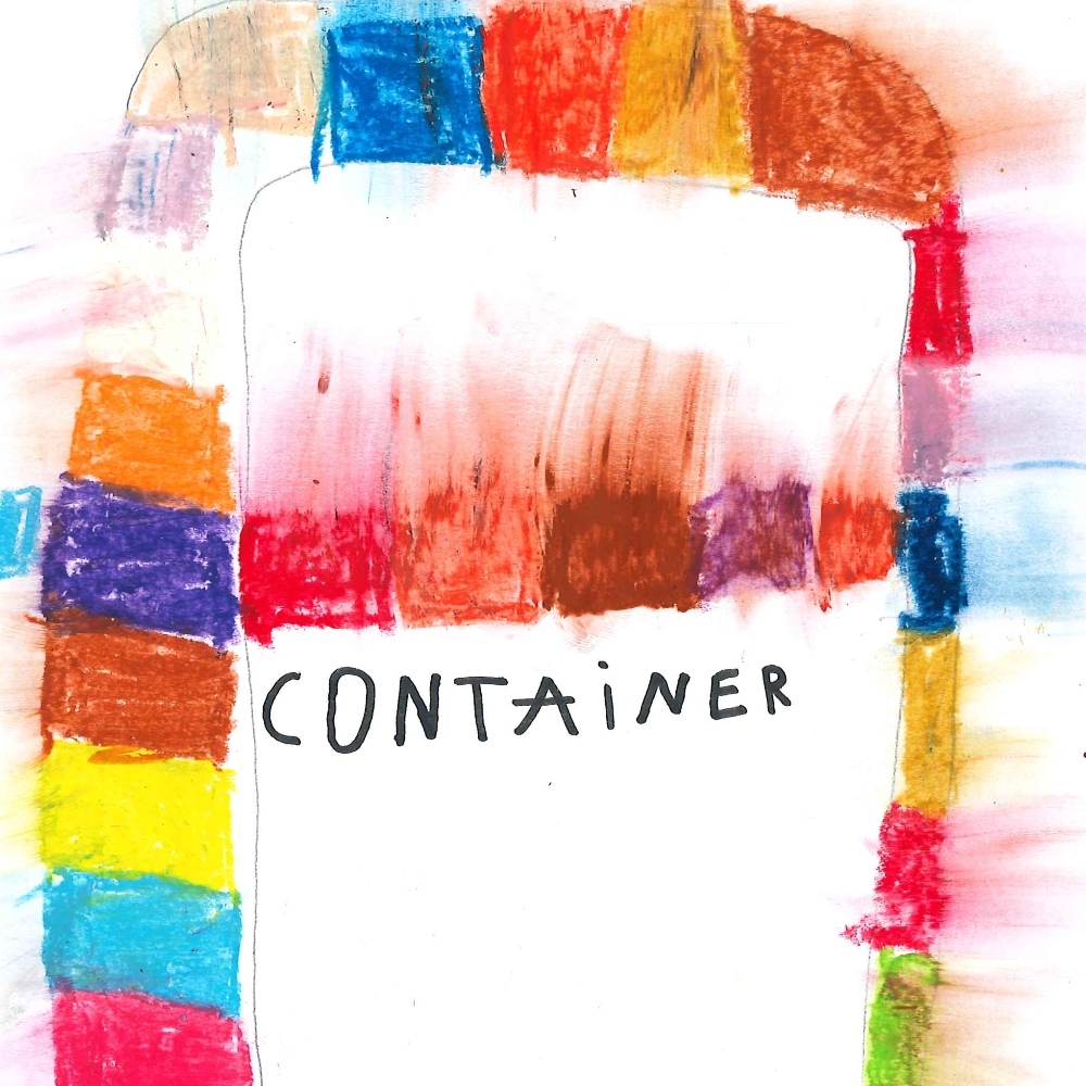 Dessin de Lynnah (7 ans). Mot: ContainerTechnique: Pastels.