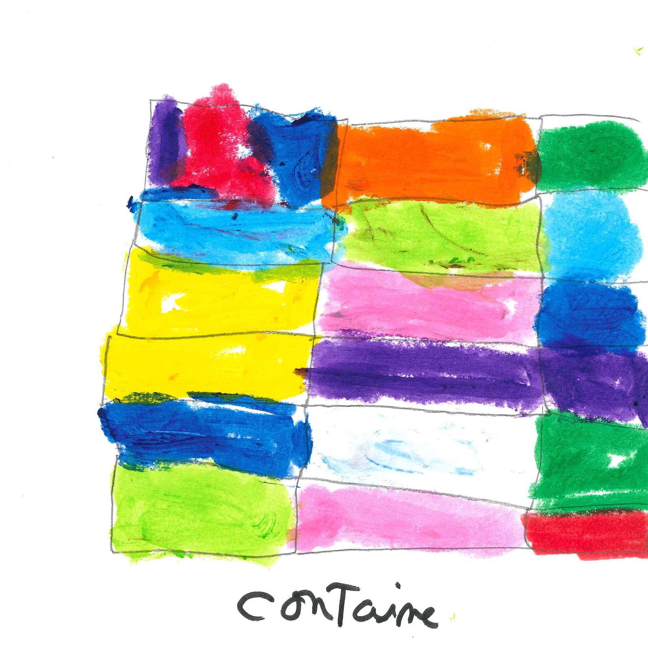 Dessin de Anonyme (10 ans). Mot: ContainerTechnique: Pastels.