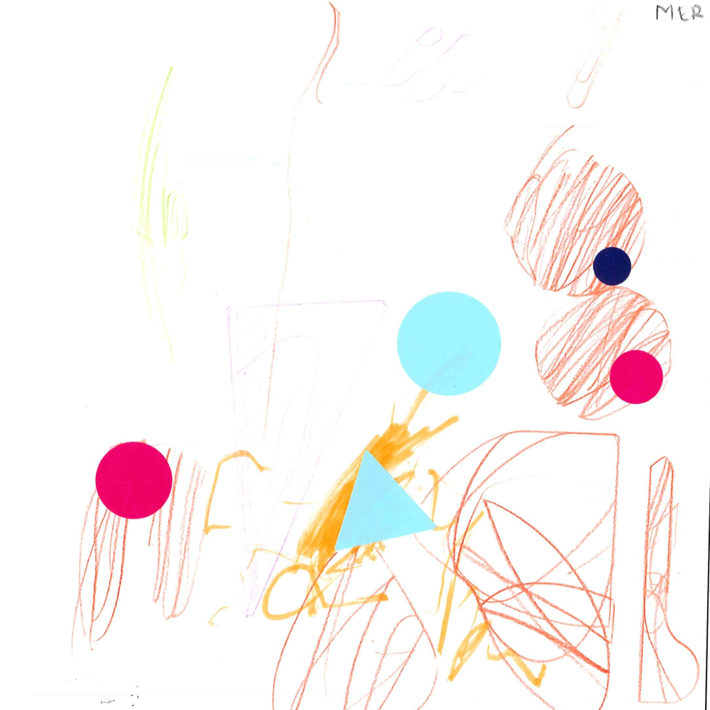 Dessin de Eléa (2 ans). Mot: MerTechnique: Crayons.