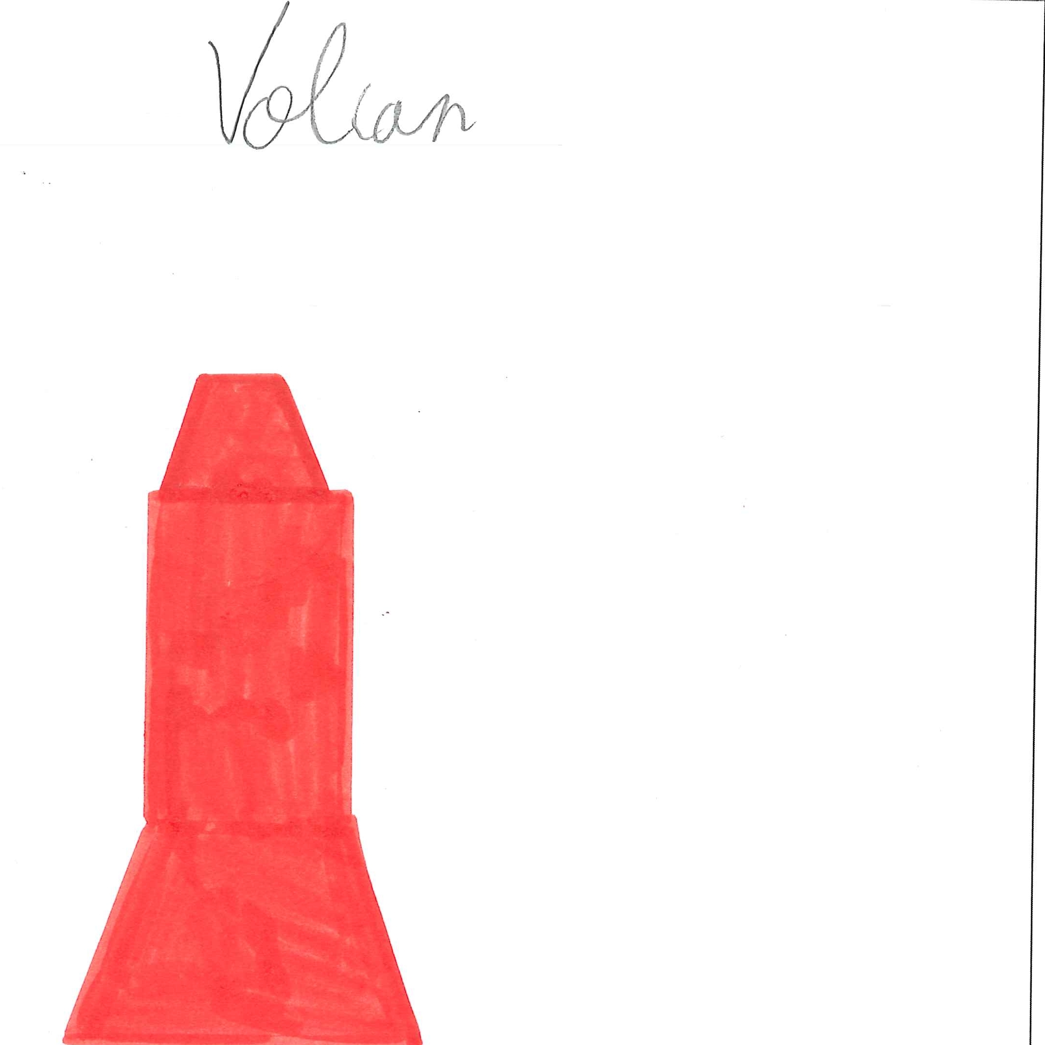 Dessin de Rayan (11 ans). Mot: VolcanTechnique: Feutres.