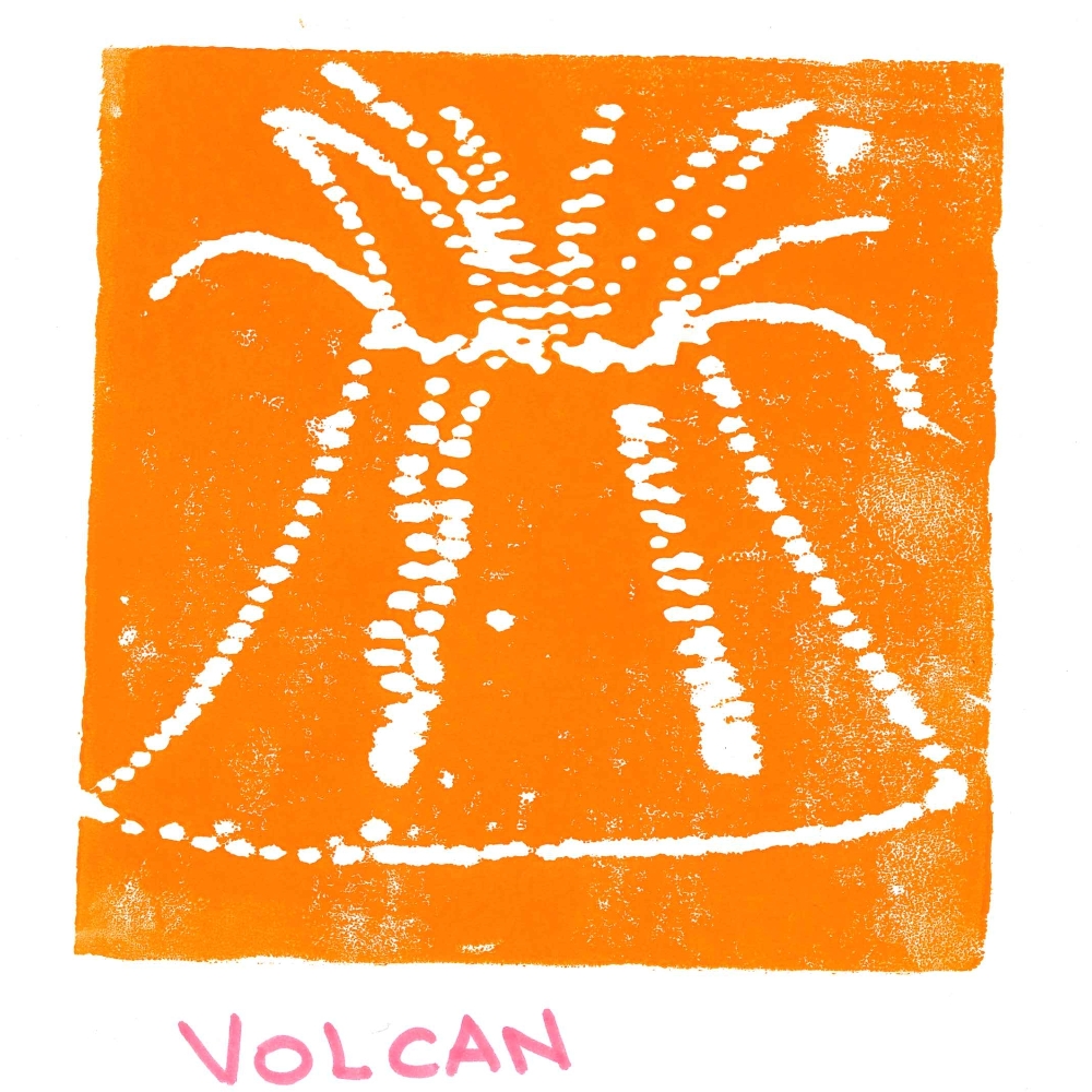 Dessin de Alice (4 ans). Mot: VolcanTechnique: Gravure.