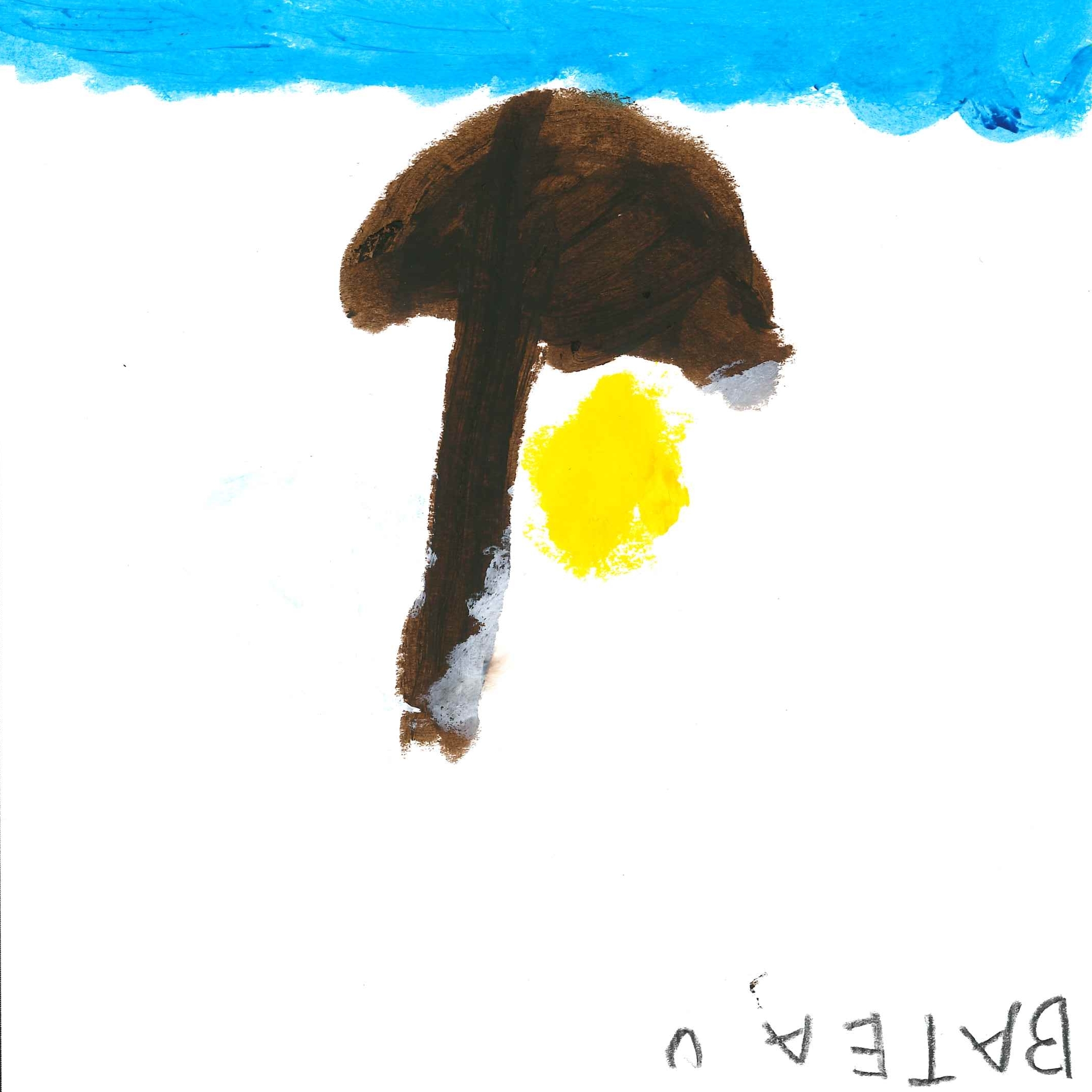Dessin de Elisa (6 ans). Mot: BateauTechnique: Peinture.